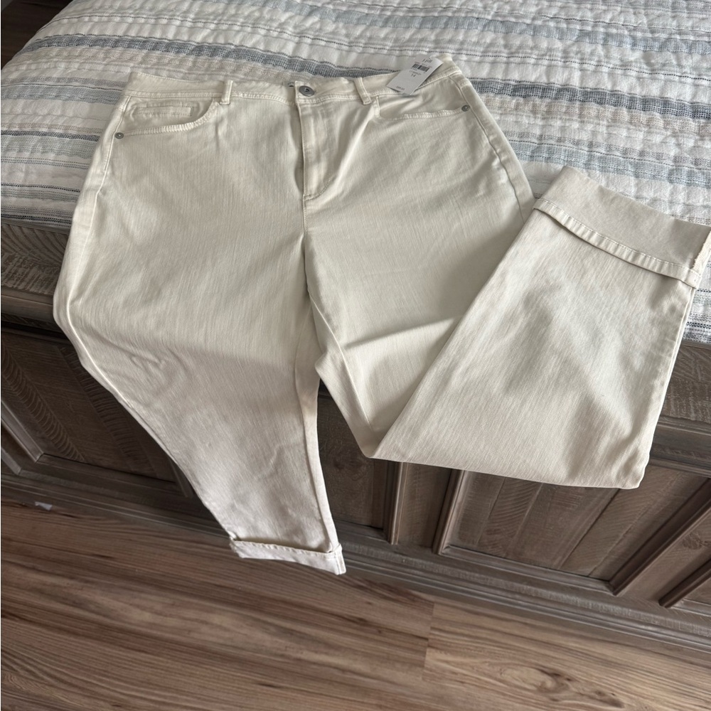 J. Jill Cream High-Waisted Jeans